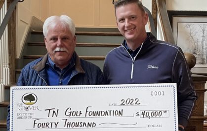 Whit Turnbow receive check from The Grove benefitting Tennessee Golf Foundation.