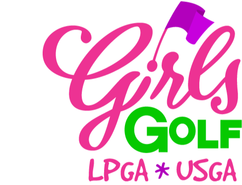 Girls Golf pink, green, and purple logo.