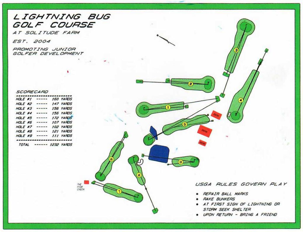 Hole layout of the Lightning Bug Golf Course.